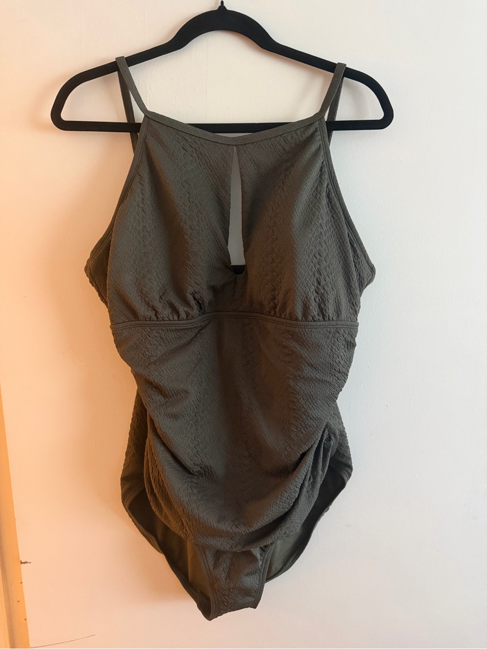 Jessica Simpson Olive Green Textured Bandeau One-Piece
